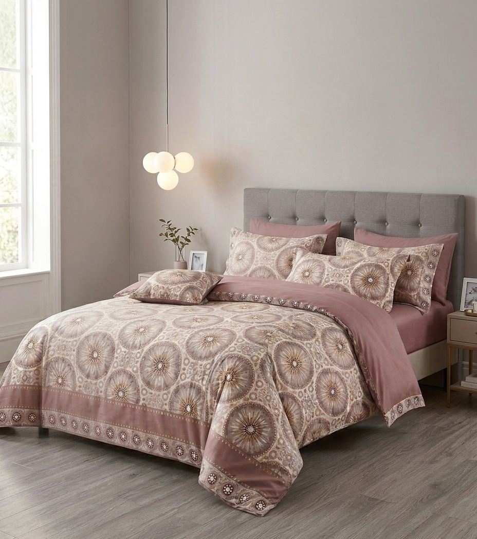 Mauve Medallion Quilted Set (3-Piece Set)