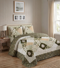 Olive Monstera Patchwork Quilted Set (3-Piece Set)