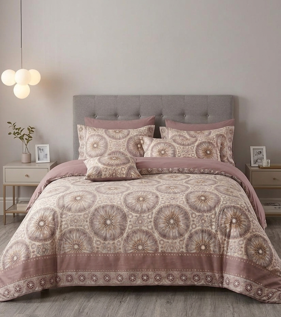 Mauve Medallion Quilted Set (3-Piece Set)