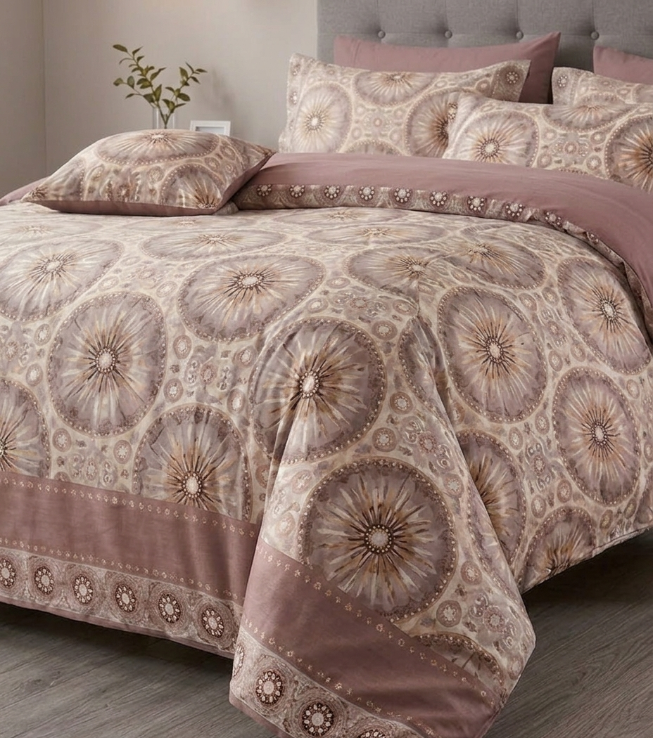 Mauve Medallion Quilted Set (3-Piece Set)