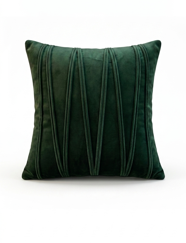 Geometric Pintuck Velvet Cushion Cover