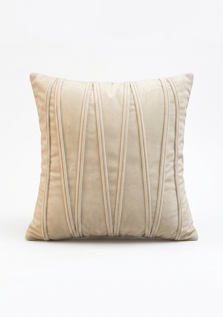 Geometric Pintuck Velvet Cushion Cover