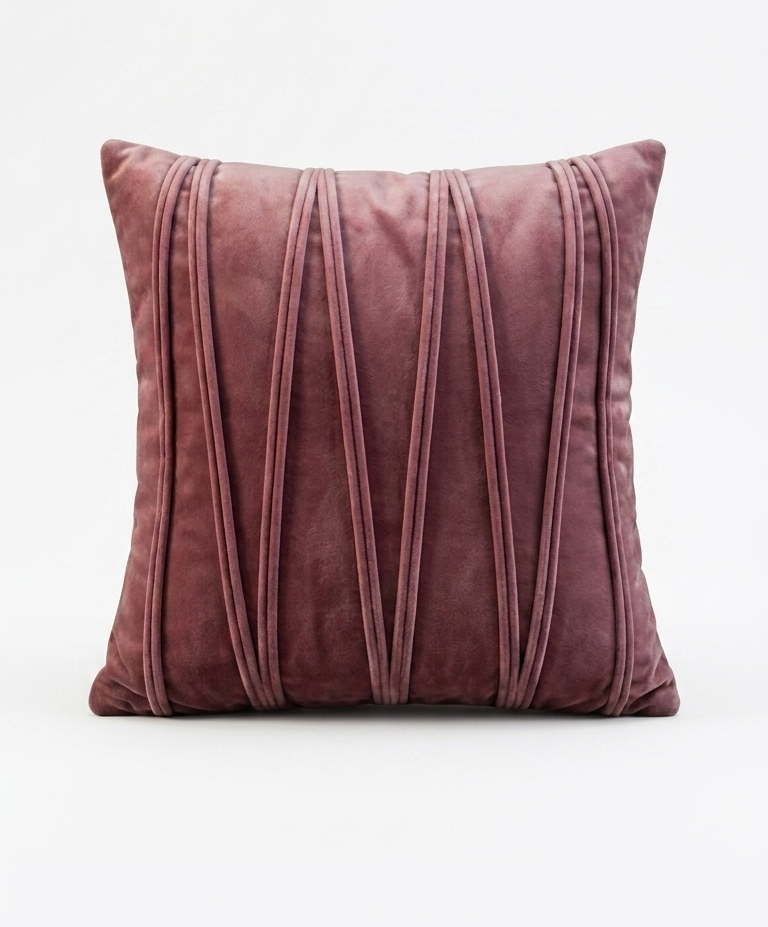 Geometric Pintuck Velvet Cushion Cover