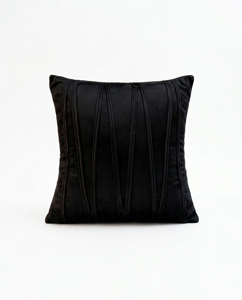 Geometric Pintuck Velvet Cushion Cover