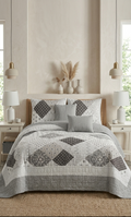 White black quilt set with modern geometric bedding design for bedroom decor